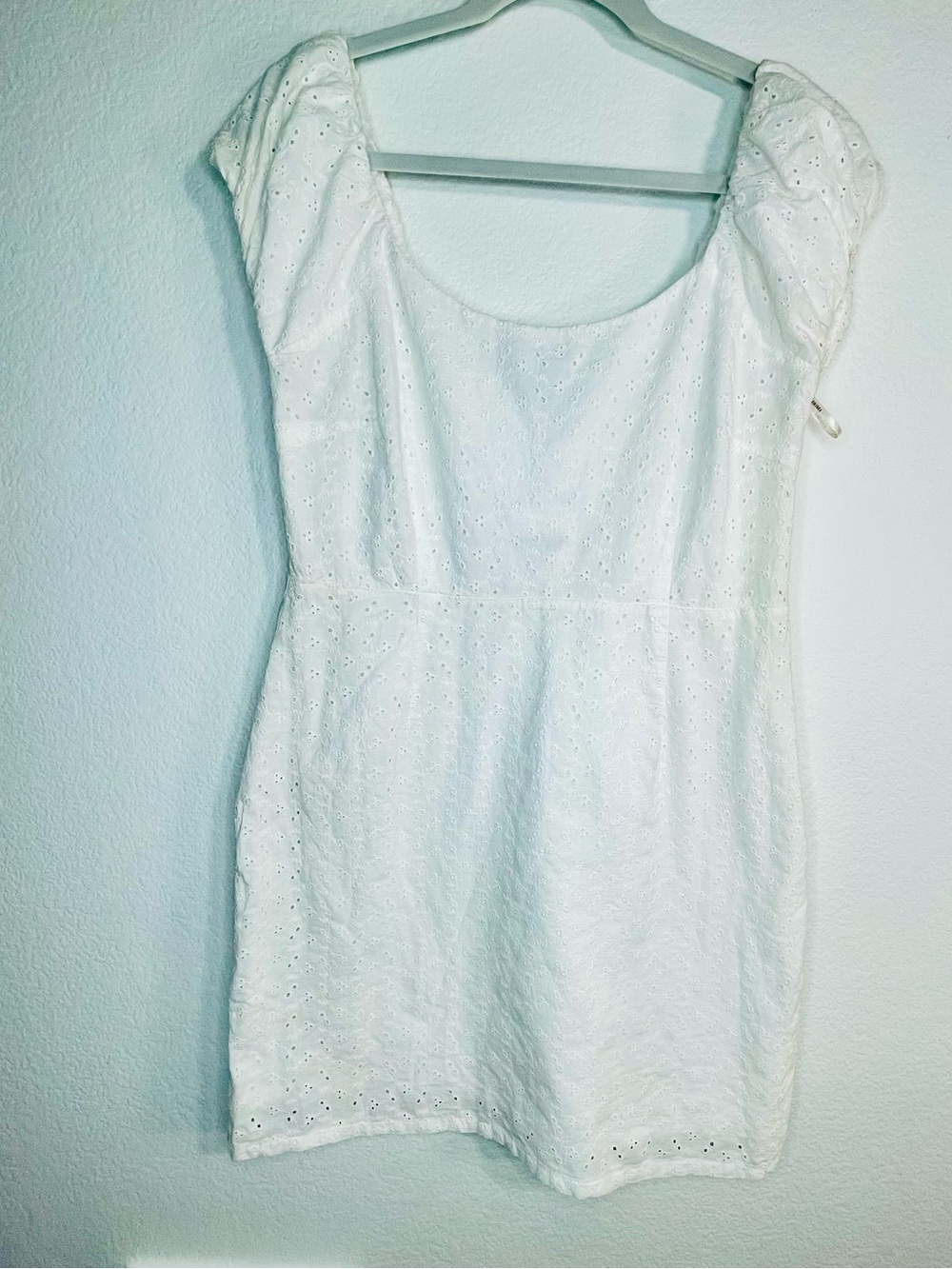 Forever 21 White Eyelet Mini Dress short cap sleeve side zipper fully lined